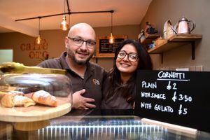 Caffe Oro owners Francesco and Serena Dilauro in Shrewsbury on Thursday, August 21, 2025