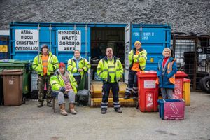 The cast of Rybish, from left, Rhodri Trefor (Nigel), Mair Tomos Ifans (Val),Betsan Ceiriog (Bobbi), Sion Pritchard (Clive), Dyfed Thomas (Eurwyn) and Carys Gwilym (Lorraine)