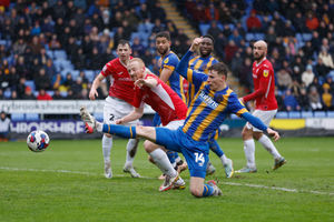 Rob Street of Shrewsbury Town scores a goal to make it 2-0 (AMA)