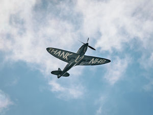 Supporting image for story: Spitfire fly-past in 'Thank U NHS' tribute at Shropshire hospitals - with VIDEO