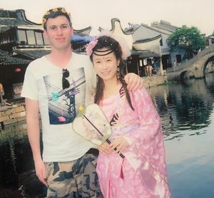 Mia and Robert by East Lake in Wuhan, the biggest urban lake in China