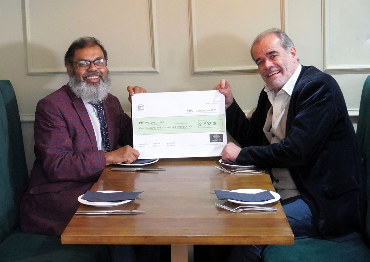 Indian restaurant serves up donation for Lichfield charity