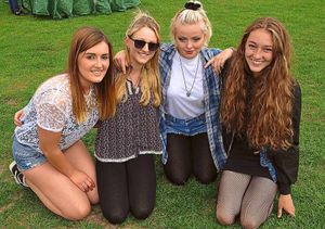 Shrewsbury Fields Forever Festival at the West Midland Showground. Natalie Hamer, Ashleigh Buick, Charlie Bowdler and Saoirse Lewis.
