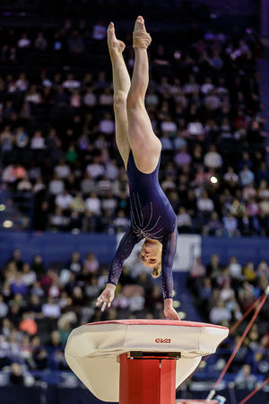 Alice Kinsella at the 2018 Gymnastics World Cup, held at Arena Birmingham. Pic: Chris Bowley