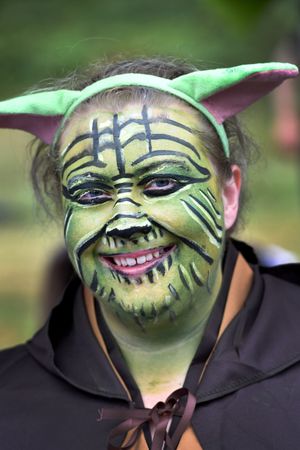 Feisty one you are! Steph Pritchard as Yoda at the Severn Hospice Dragon Boat Festival. Team Fluffy were the fancy dress winners in their Star Wars costumes