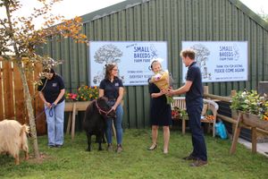 Herefordshire High Sheriff Helen Bowden was presented with a bouquet of flowers by staff at the Small Breeds Farm