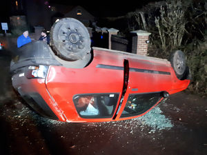 Supporting image for story: Driver unharmed after car overturns in Shropshire crash