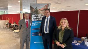 Mel Stride MP with Councillor Rachael Tyrrell and Councillor Andrew Eade.