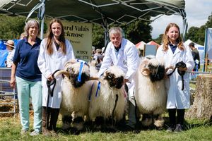 Carol Preece, Millie Sinclair, Gordon Preece and Chloe Perruzza, 11, from Orchard Valais Blacknose in Herefordshire
