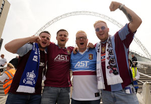 Aston Villa fans outside the stadium ahead of the Emirates FA Cup semi-final match at Wembley Stadium, London. Picture date: Saturday April 26, 2025.