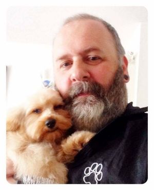 Brendan with the couple's beloved dog, Valerie