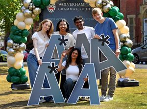 Students Claudia Jones, Nalin Atmakur, Nimrah Tanveer, Daniel Burke and Esha Puri are among many students across the region celebrating great results on A-Levels results day
