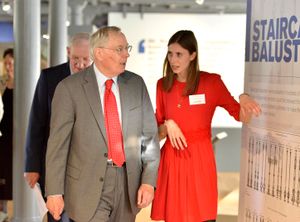  Ironbridge Gorge Museums curator Georgina Grant explains one of the exibhits to The Duke Of Gloucester  