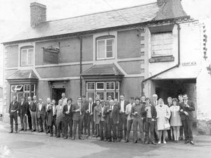 The Royal George pub, Shifnal, pictured on the last weekend it was open in 1970. It was demolished the next week. The picture was shared by Mick Williams. He is not on the picture but names them as, from left: John 'Turk' Ferriday, Tony Mountford, Les Jones, Les Davies, Ernie Cox, Colin Parker, Jim Howard, Bill Williams, Bert Massey, John Childs, Lenny Langford, Dave Forman, Arthur Howard, landlord Tony Harrison, Gladys Williams, Harry Brazier, Eddie Shelly, Bill Mountford, Robert 'Jock' Welch, Mick Patterson, Graham Cox, Alan Drew, Malcolm Mountford, Dave Drew, Ted Owen, Audrey Studd, Ken Wilkshire, landlady Marie Harrison, Alan Langford, and Alf Studd.'