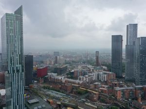 An aerial view of a city