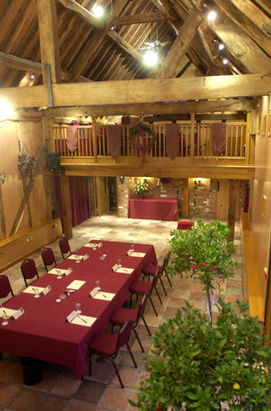 Original timbers on show at the tithe barn at the Hundred House Hotel, Norton (pictured here in 2005).
