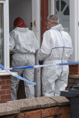 Police at a home on Bamville Road in the Alum Rock area of Birmingham. Photo: SnapperSK