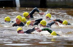 People in the Severn at Shrewsbury