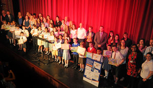 Design and Ad 2017, at Wolverhampton Grand Theatre, winners, sponsors and guests, on the stage. .