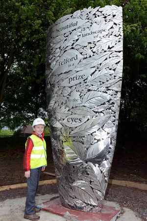 Eleven-year-old Fred Foley, with the first of three new public art commissions