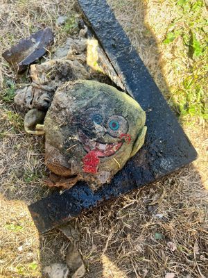 This SpongeBob plushie was uncovered after it had blocked a sewer pipe