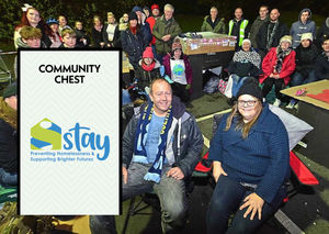 Stay Telford, staff and fundraisers here at one of their annual sleep outs, has been announced as the first local organisation to bag a square on the new Telford & Wrekin Monopoly board.