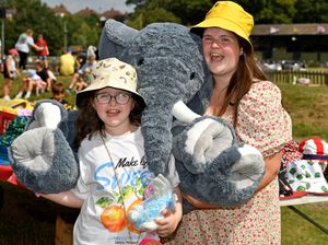 Abi Williams and her daughter Amelia, with their giant raffle prize.
