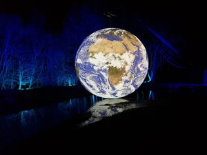 Supporting image for story: Gigantic sculpture brings spectacular view of Earth to Millennium Point