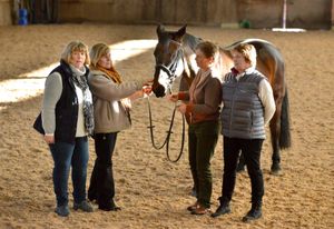 Penny Cowdy, Jill Whittingham, Ticky Fletcher and Jane Palmer with Harry the Horse