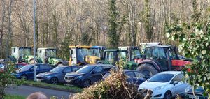 Farmers gathered in Newtown to make their feelings clear over the Welsh Government plans. Picture: Gill Bridgwater, from the No Farmers, No Food, No Future campaign
