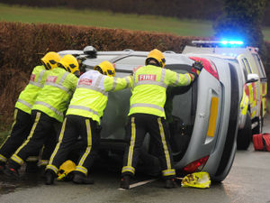 Supporting image for story: Woman trapped as car overturns near Wolverhampton