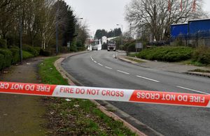 The scene along Western Way, Moxley, after liquid nitrogen leaks from pipes at a factory.