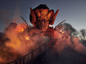 Supporting image for story: Alton Towers' new Wicker Man ride: Drone footage released