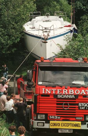 Trees had to be cut back so the yacht could get out