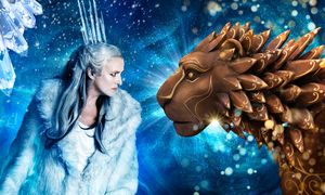 Jadis, The White Witch with Aslan the Lion in "The Lion, The Witch and The Wardrobe."