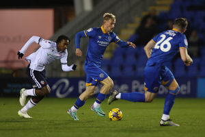 Taylor Perry of Shrewsbury Town and Victor Adeboyejo of Bolton Wanderers (AMA)