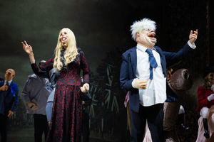 Carrie and Boris Johnson in Idiots Assemble - Spitting Image Saves The World. Photo: Mark Senior.