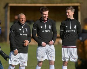 Carlos enjoyed a joke with Bull in the Barne teammates ahead of kick-off