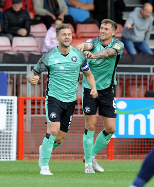 SPORT COPYRIGHT EXPRESS&STAR TIM THURSFIELD 28/09/19.CRAWLEY TOWN V WALSALL.James Clarke celebrates his goal..