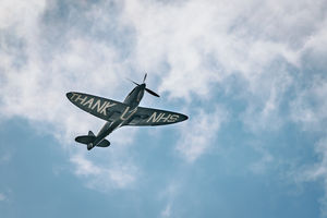 The 'Thank U NHS' Spitfire as it flew over the Midlands