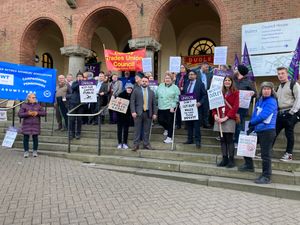 The protest against outsourcing of leisure centres at Dudley Council House. Picture Martyn Smith/LDRS free for LDRS use