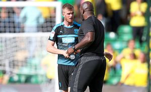 Chris Brunt and former head coach Darren Moore. (AMA)