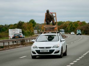 Supporting image for story: Do you think he saw us? Model dinosaur spotted on M54