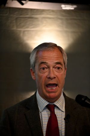 Nigel Farage speaks at Venue 7 in Shrewsbury