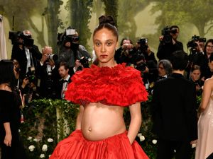 Supporting image for story: British model Adwoa Aboah highlights pregnancy with two-piece Met Gala gown