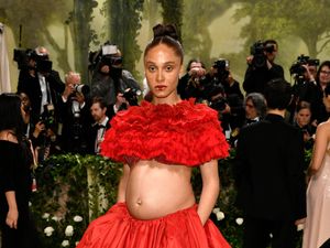 Supporting image for story: British model Adwoa Aboah highlights pregnancy with two-piece Met Gala gown