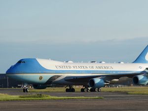 Air Force One at RAF Mildenhall in Suffolk