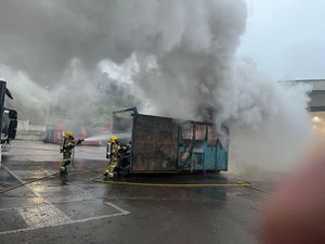 Supporting image for story: Dramatic images of Bridgnorth Recycling Centre blaze show fire crews in action