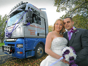 Supporting image for story: Groom turns up to wedding in articulated lorry