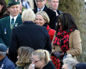 Mr Johnson chatting with local Labour MPs Emma Reynolds and Eleanor Smith

